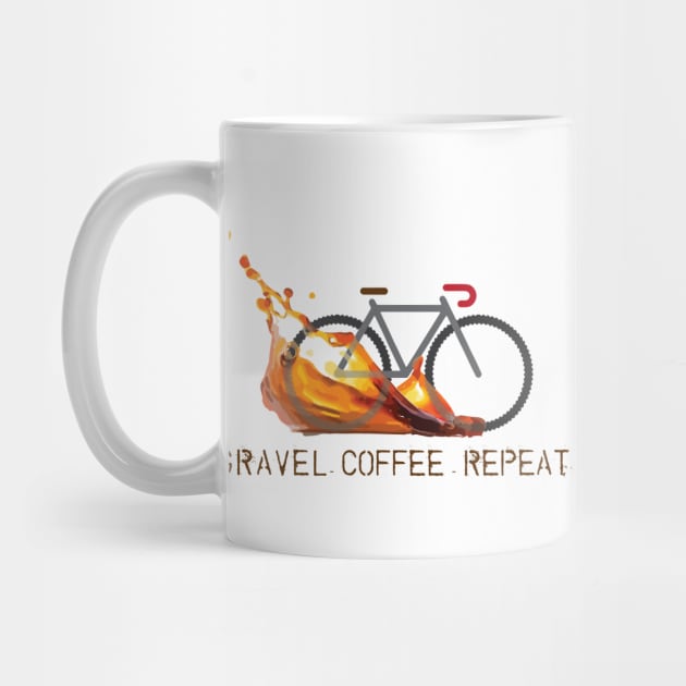 Gravel Coffee Repeat Vector Cycling Design - light background by Theokotos